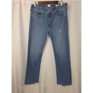 EDWIN Elin Crop Straight Women's Jeans Size 31 Medium Wash Distressed Raw Hem